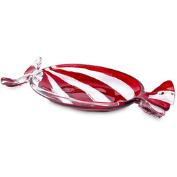 Patera miska dekoracyjna szklana w kształcie cukierka czerwona