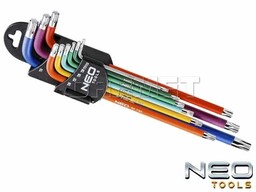 NEO TOOLS Zestaw kolorowych kluczy Torx, T10 -