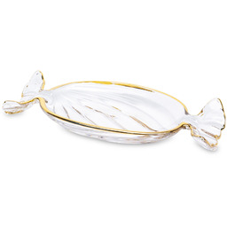 Patera miska dekoracyjna szklana w kształcie cukierka złota