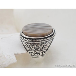 KRZEMIEŃ PASIASTY SREBRNY SYGNET MAGNAT