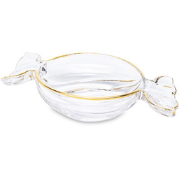 Patera miska dekoracyjna szklana w kształcie cukierka złota