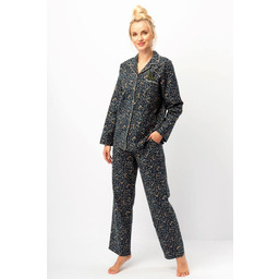 Piżama damska z flaneli bawełnianej elegancka rozpinana góra