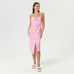 Sinsay - Spódnica midi ze wzorem - Różowy