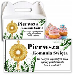 NAKLEJKI NA PUDEŁKA - CIASTO KOMUNIĘ - PODZIĘKOWANIA