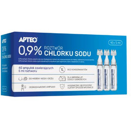 Roztwór chlorku sodu 0,9%, 40 ampułek x 5ml