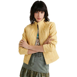 Kurtka damska Desigual Mar zamszowa żółta-XS