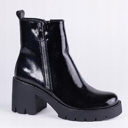 Botki zimowe damskie GOODIN HF323 lakier zamek obcas