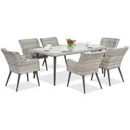 Ekskluzywny zestaw jadalny z technorattanu Kordoba dla 6