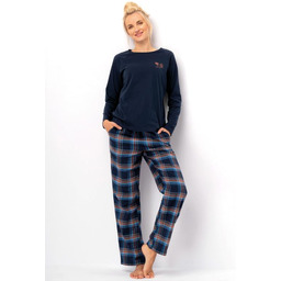 Piżama damska z długim rękawem i flanelowymi spodniami