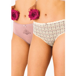 Majtki damskie 2pak bawełniane z koronką midi bikini