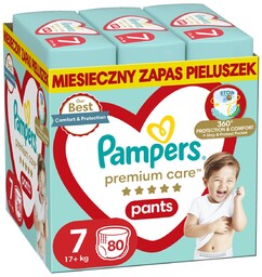 Pampers Premium Care Pieluchomajtki, rozmiar 7, 80 sztuk,