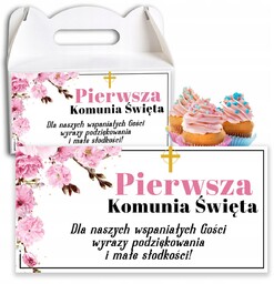 NAKLEJKI NA PUDEŁKA PIERWSZA KOMUNIĘ PODZIĘKOWANIA DLA GOŚCI