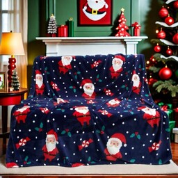 Koc świąteczny 160x200 granatowy Mikołaj Winter Magic