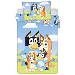 Pościel 100x135 Bluey Pieski niebieska poszewka 40x60