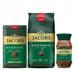 Kronung Pack: kawa ziarnista, mielona, rozpuszczalna Jacobs Kronung