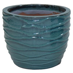 Donica Glazed Hori Wave Moss Green 29 cm