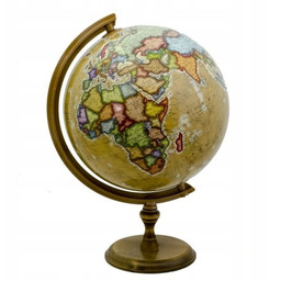 Globus Polityczny 32 CM Retro Ozdobny Podstawa Drewniana