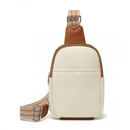 Beżowo Brązowa Torebka Saszetka Crossbody na Klatkę Piersiową