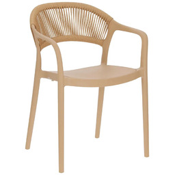 Elior Beżowe krzesło na taras z plecionym oparciem