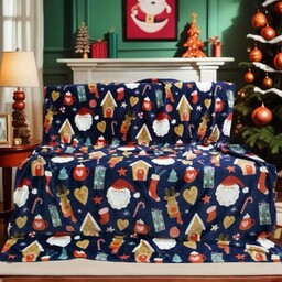 Koc świąteczny 160x200 granatowy Renifer Piernik Winter Magic