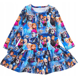 Sukienka 128 Niebieska Z Falbankami Elsa I Anna