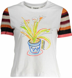Damski t-shirt z designerskim rękawem od DESIGUAL