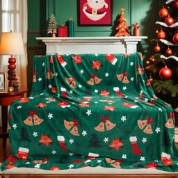 Koc świąteczny 160x200 zielony Dzwoneczki Winter Magic