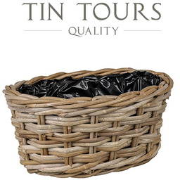 OWALNY KOSZ Z RATTANU KUBU Z FOLIĄ 35x26x16