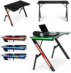 Modernhome Biurko gamingowe komputerowe stół dla gracza podświetlane