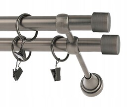 Karnisz Metalowy podwójny fi19 mm 250cm Grafit Szczotkowany