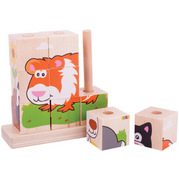 Bigjigs Toys, piramida z klocków Zwierzęta domowe