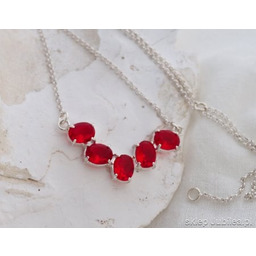 FIRST LOOK - srebrny naszyjnik z rubinami