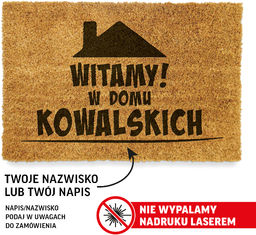 Wycieraczka kokosowa WITAMY W DOMU +TWOJ NAPIS