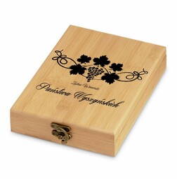 Akcesoria do wina zestaw w skrzynce z nadrukiem