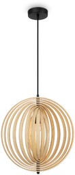 ROOTS Lampa wisząca drewno jasne czarna H345.5cm fi43cm