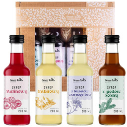 Zestaw prezentowy prozdrowotny syropy malina imbir pędy sosny