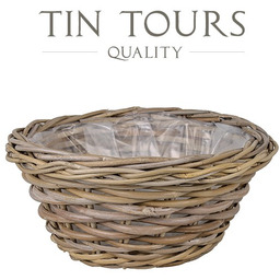 OKRĄGŁY KOSZ Z RATTANU KUBU Z FOLIĄ 37x37x16