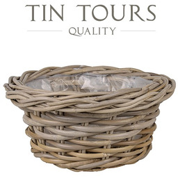 OKRĄGŁY KOSZ Z RATTANU KUBU Z FOLIĄ 30x30x14