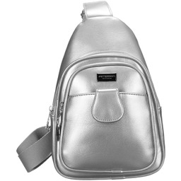 Modna srebrna saszetka damska z eko skóry nerka