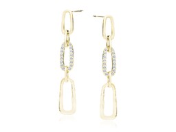 Eleganckie wiszące pozłacane srebrne kolczyki celebrytki ogniwa łańcucha