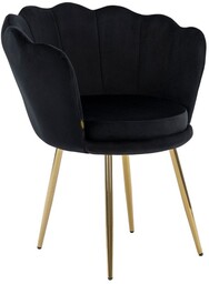 Krzesło SHELL DC-6099 czarny welur złota noga