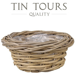 OKRĄGŁY KOSZ Z RATTANU KUBU Z FOLIĄ 25x25x11