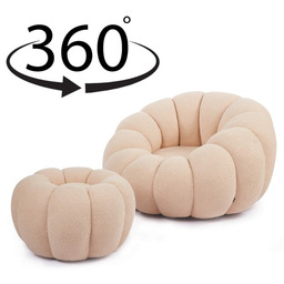 Fotel obrotowy z podnóżkiem CX2030 Pumpkin Bouclé Beż
