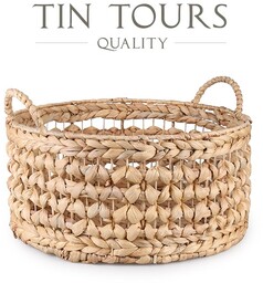 OKRĄGŁY KOSZ Z UCHWYTAMI Z HIACYNTU WODNEGO 40x40x18/24