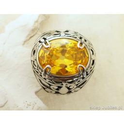 LEON - srebrny pierscień, sygnet z cytrynem