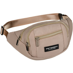 Sportowa saszetka z poliestru w beżowym kolorze, zawieszona