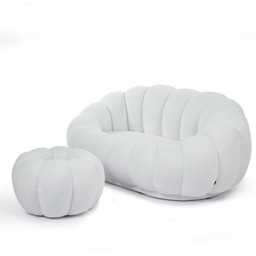 Fotel 2 osobowy z podnóżkiem CX2032 Pumpkin Bouclé