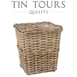 KWADRATOWY KOSZ Z RATTANU KUBU Z FOLIĄ 27x27x30