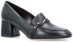 Skórzane półbuty na obcasie - KOTYL 2913 CZARNE