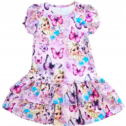 Sukienka 104 Fioletowa Elsa Anna Kraina Lodu falbanki